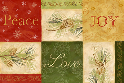 Peace Love Joy Pinecones rectangle<br/>Cynthia Coulter