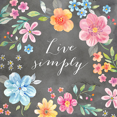 Whimsical Blooms sentiment black IV-Live Simply<br/>Cynthia Coulter