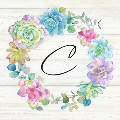 Sweet Succulents Wreath Monogram C<br/>Cynthia Coulter