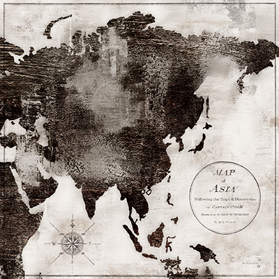 World Map Black & White II-Asia <br/> Marie-Elaine Cusson