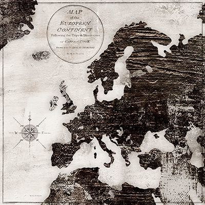 World Map Black & White III-Europe <br/> Marie-Elaine Cusson