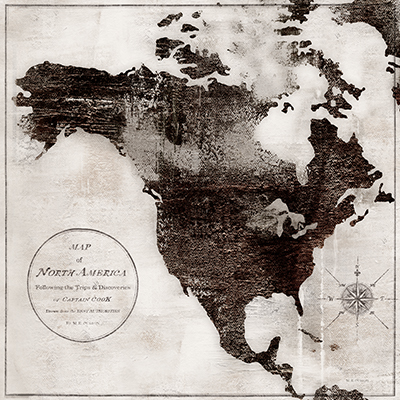 World Map Black & White IV-North America <br/> Marie-Elaine Cusson
