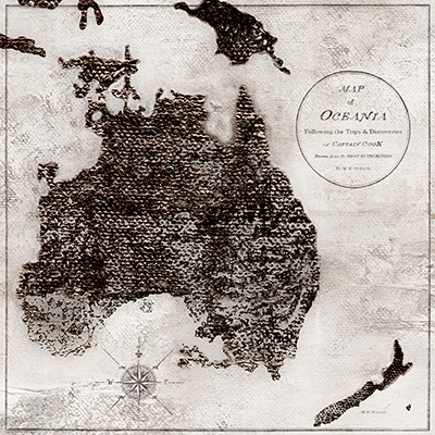 World Map Black & White V-Oceania <br/> Marie-Elaine Cusson
