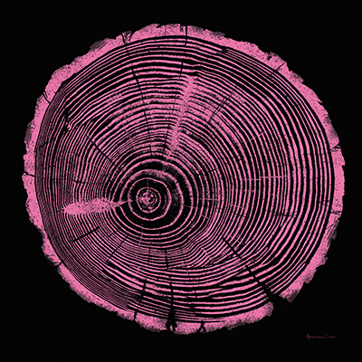 Tree Trunk pink on black <br/> Marie Elaine Cusson