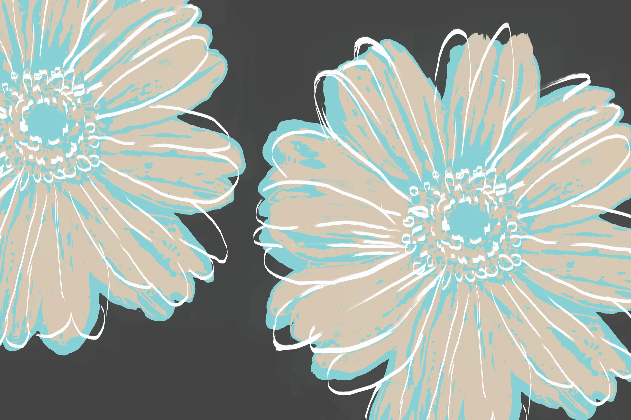 Flower Pop Sketch IX-Charcoal BG <br/> Marie Elaine Cusson