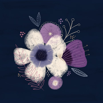 Cream Florals on Navy I <br/> Noonday Design