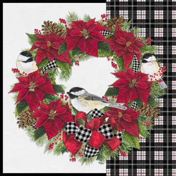 Chickadee Christmas Red V Wreath<br/>Tara Reed