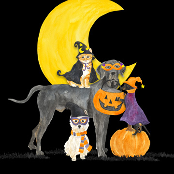 Fright Night Friends II-Dog with Pumpkin<br/>Tara Reed