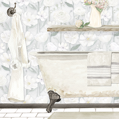 White Floral Bath II<br/>Tara Reed