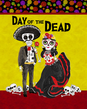 Day of the Dead portrait V-Sugar Skull Couple<br/>Tara Reed