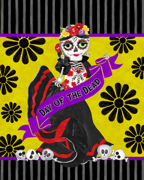 Day of the Dead portrait IX-Woman with banner<br/>Tara Reed
