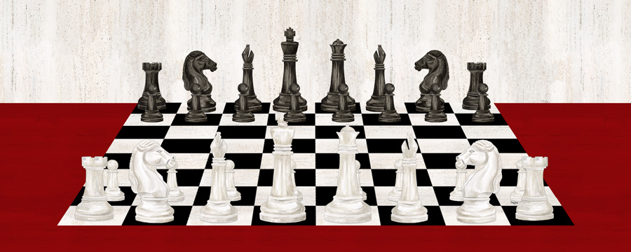 Rather be Playing Chess board panel red<br/>Tara Reed