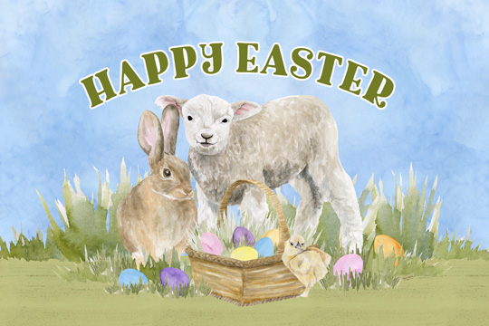 Farmhouse Easter Sentiment landscape-Happy Easter<br/>Tara Reed