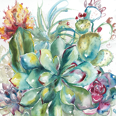 Succulent Garden Watercolor I<br/>Tre Sorelle Studios