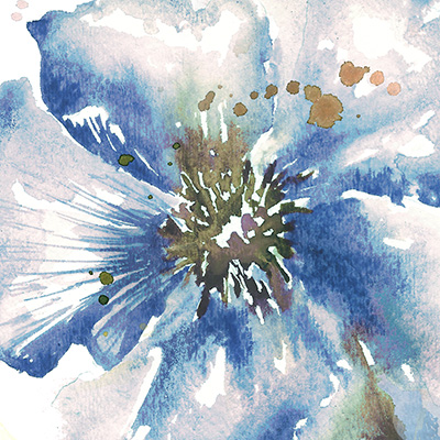 Blue Watercolor Poppy Close Up II<br/>Tre Sorelle Studios