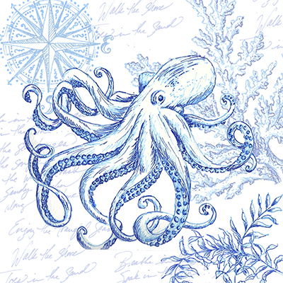 Coastal Sketchbook Octopus<br/>Tre Sorelle Studios