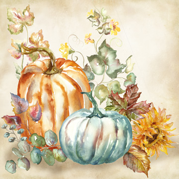Watercolor Harvest Pumpkin I <br/> Tre Sorelle Studios