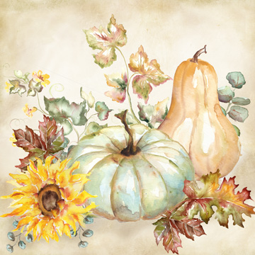 Watercolor Harvest Pumpkin II <br/> Tre Sorelle Studios