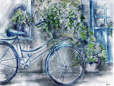 Blue and White Bicycle Florist Shop <br/> Tre Sorelle Studios
