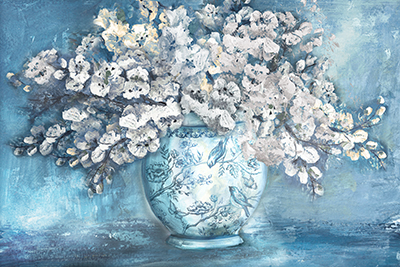 Cherry Blossoms in Chinoiserie Ginger Jar white <br/> Tre Sorelle Studios