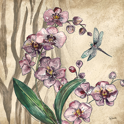Boho Orchid & Dragonfly I <br/> Tre Sorelle Studios