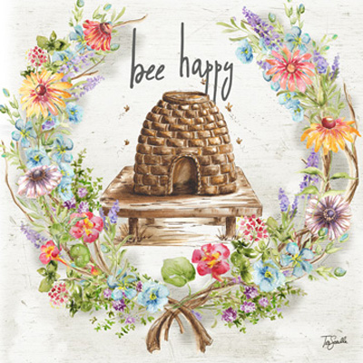 Honey Bee and Herb Blossom Wreath II <br/> Tre Sorelle Studios
