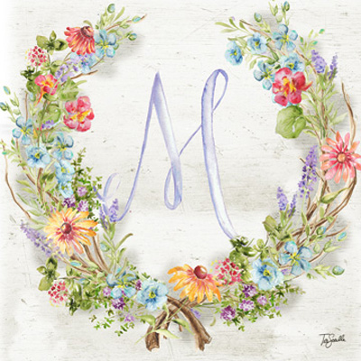 Herb Blossom Wreath Monogram M <br/> Tre Sorelle Studios