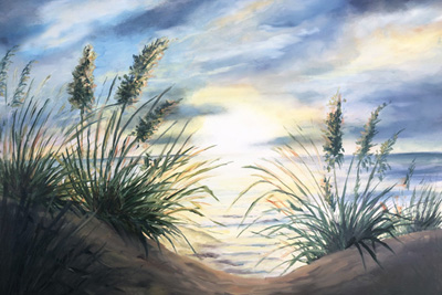 Coastal Sunrise Oil Painting landscape <br/> Tre Sorelle Studios