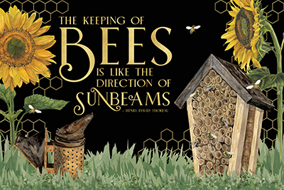 Honey Bees & Flowers Please landscape on black IV-Sunbeams <br/> New Images