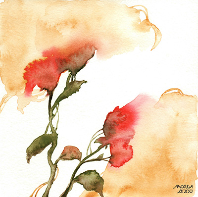 Watercolor Floral Yellow and Red II<br/>Andrea Bijou