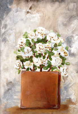 White Flower Clay Pot II <br/> Marcy Chapman