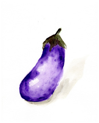Veggie Sketch plain VII-Eggplant<br/>Marcy Chapman