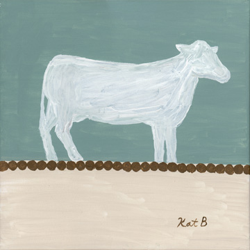 Out to Pasture V-White Cow <br/> Kathleen Bryan